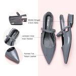 Grey Pointed Toe Slingback Flats, perfect for a confident and fashionable look in any urban setting.