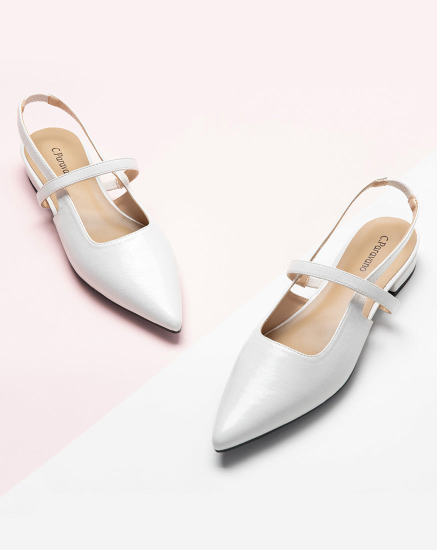 Flat white sales slingback shoes