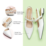 White Pointed Toe Slingback Flats, perfect for a confident and fashionable look in any urban setting
