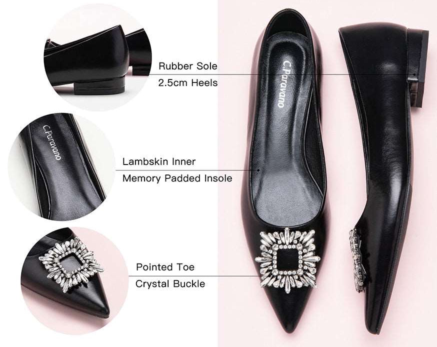 Sophisticated black embellished leather flats for a fashionable look