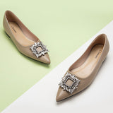 Chic and stylish camel embellished leather flats to enhance your look