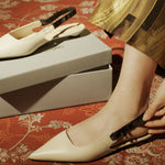 Slingback Flats in White with a Side Bowknot, perfect for a fresh and elegant addition to your footwear collection