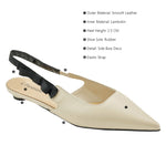 White Slingback Flats, featuring a stylish Side Bowknot, for a modern and fashionable look in any urban setting
