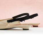 White Slingback Flats with a delicate Side Bowknot, an elegant and comfortable option for a special occasion or wedding