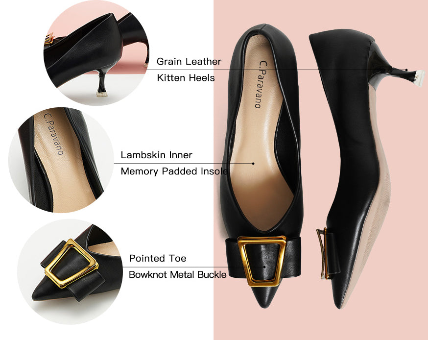 Fashionable-black-pumps-featuring-stylish-buckles_-providing-a-trendy-and-eye-catching-design-for-women