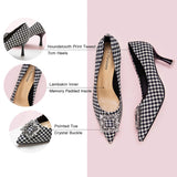 Fashionable-houndstooth-pumps-in-tweed-with-eye-catching-embellishments_-providing-a-trendy-and-unique-design
