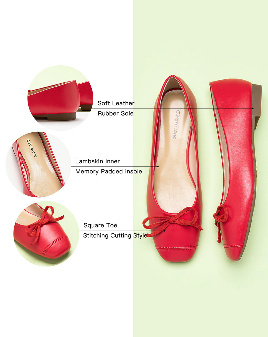 Red Bowknot Ballet Flats C.Paravano