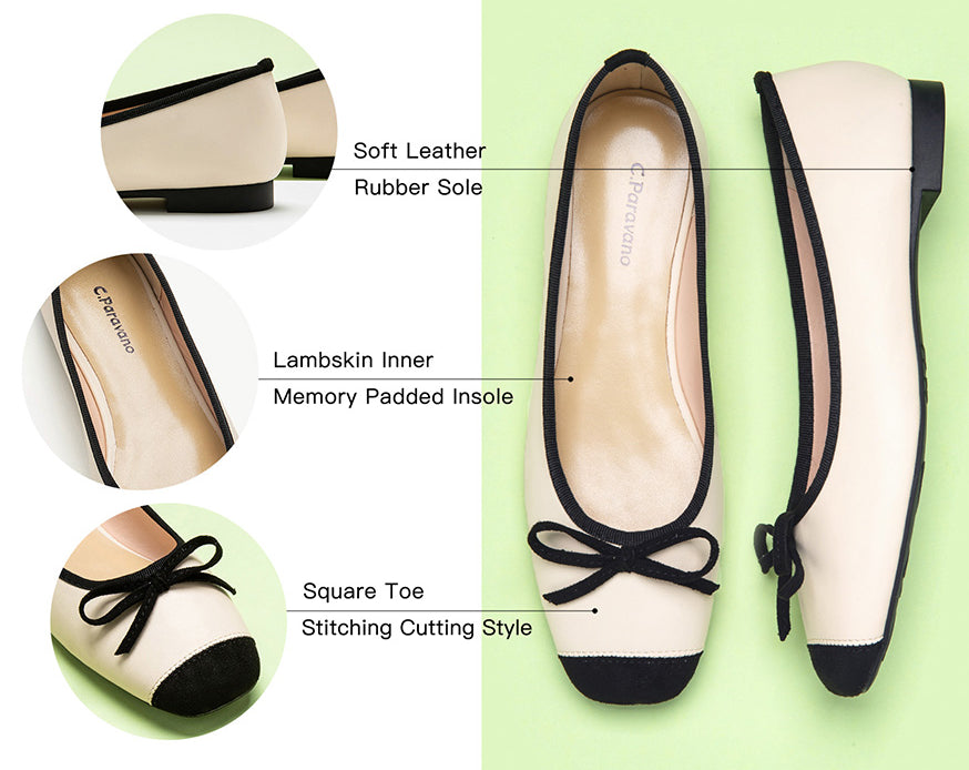 Fashionable-white-suede-toe-ballet-flats-adorned-with-a-delicate-bowknot-for-added-flair.