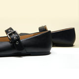 Grommet V-Cut Design Mary Jane Flats(Remy）