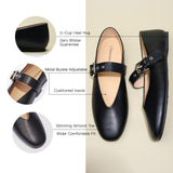 Grommet V-Cut Design Mary Jane Flats(Remy）