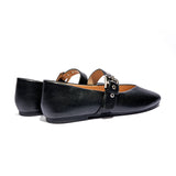 Grommet V-Cut Design Mary Jane Flats(Remy）