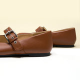 Grommet V-Cut Design Mary Jane Flats(Remy）