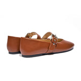 Grommet V-Cut Design Mary Jane Flats(Remy）