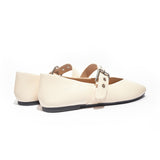 Grommet V-Cut Design Mary Jane Flats(Remy）