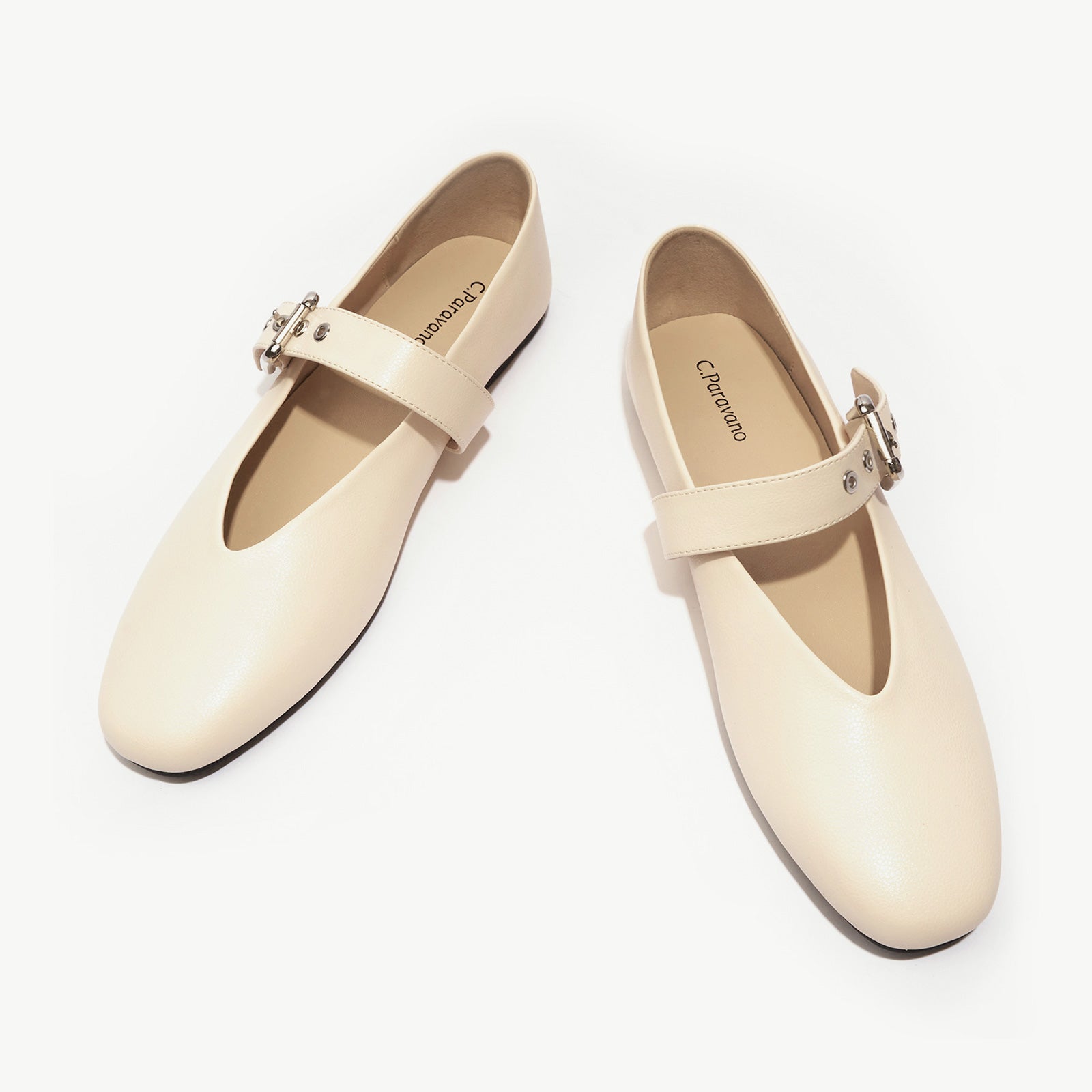 Grommet V-Cut Design Mary Jane Flats(Remy）