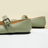 Grommet V-Cut Design Mary Jane Flats(Remy）