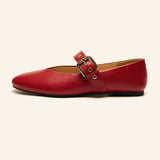 Grommet V-Cut Design Mary Jane Flats(Remy）