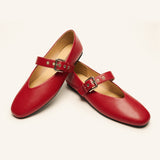 Grommet V-Cut Design Mary Jane Flats(Remy）