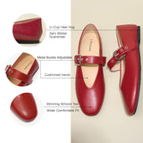 Grommet V-Cut Design Mary Jane Flats(Remy）
