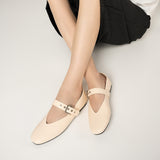 Grommet V-Cut Design Mary Jane Flats(Remy）