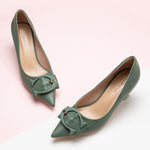 Green-Colored-Buckled-High-Heel-Shoes-Signature-C-Collection