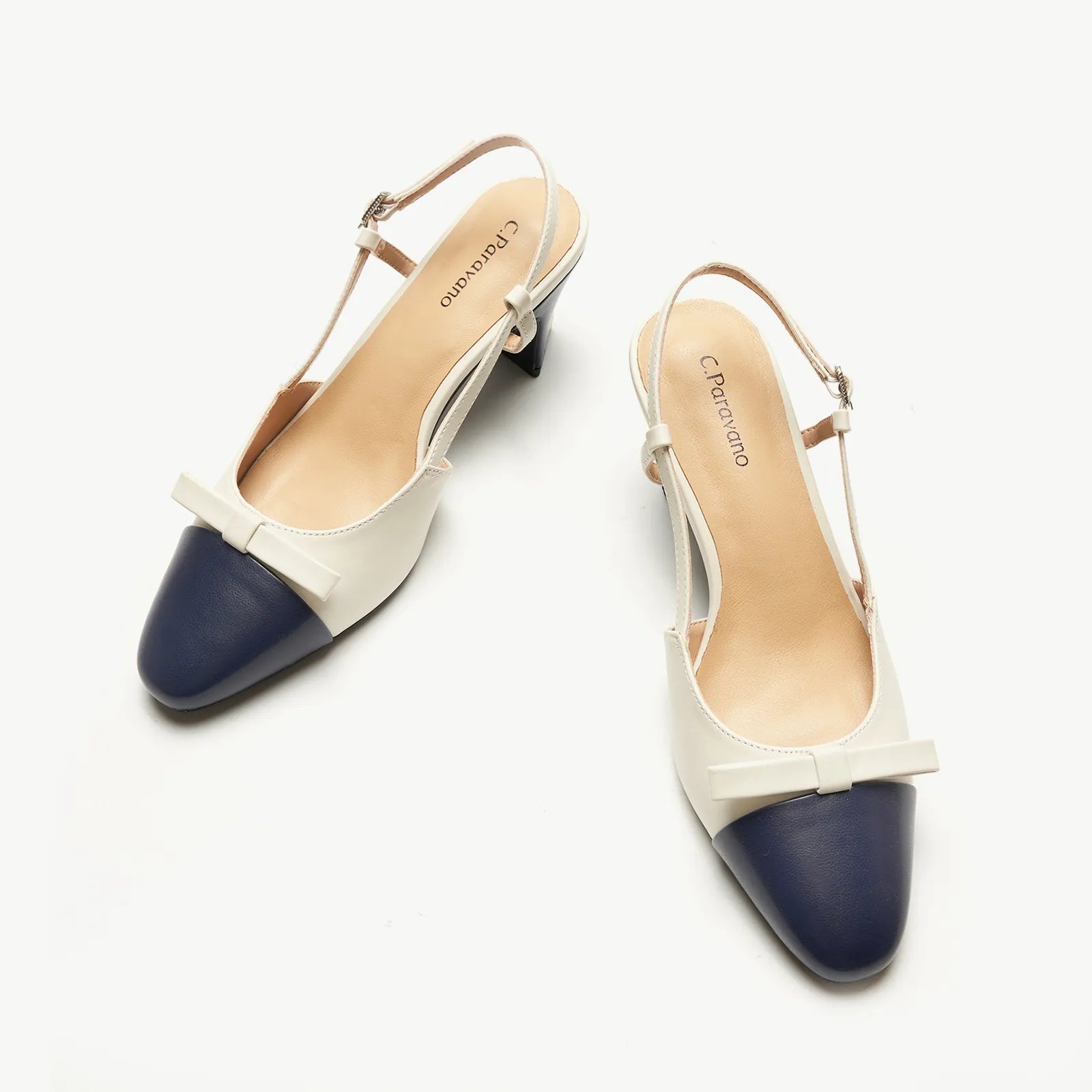 Bow Detail Colorblock Slingback Pumps (Jessica B)