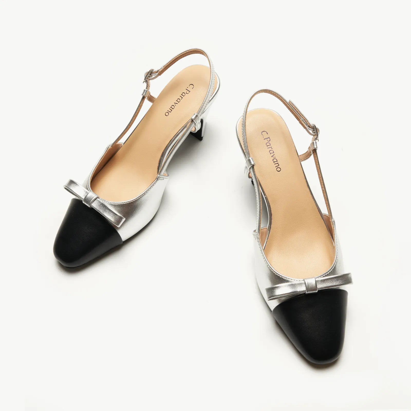 Bow Detail Colorblock Slingback Pumps (Jessica B)