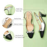 Bow Detail Colorblock Slingback Pumps (Jessica B)