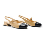 Cape Toe Block Heel Slingbacks(Kara F)