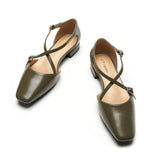 Square Toe Cross Strap Sandals（Alyssa E）