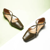 Square Toe Cross Strap Sandals（Alyssa E）