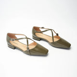 Square Toe Cross Strap Sandals（Alyssa E）