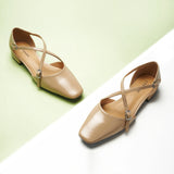 Square Toe Cross Strap Sandals（Alyssa E）
