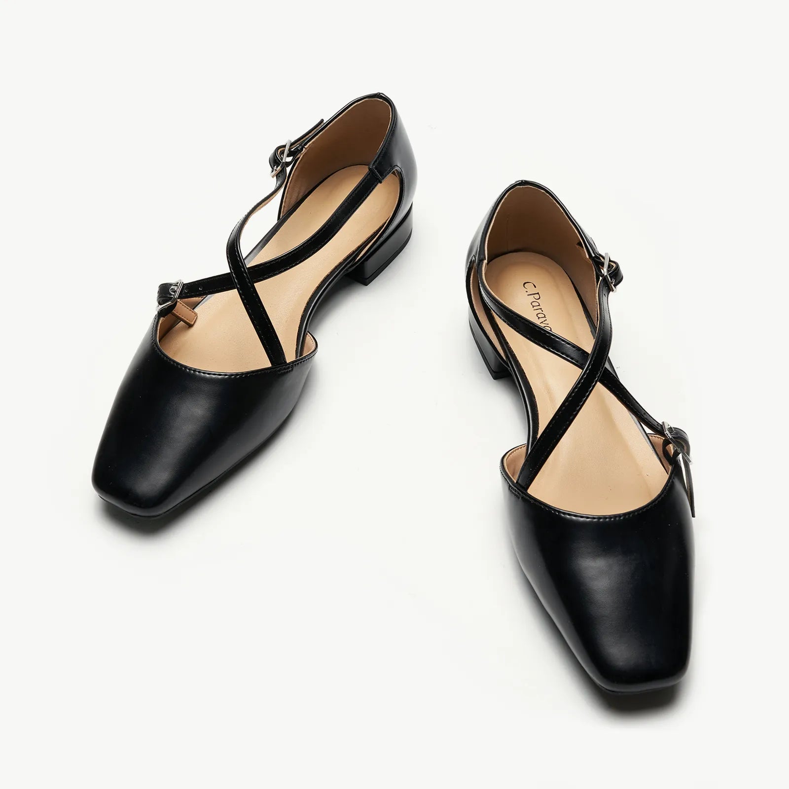 Square Toe Cross Strap Sandals（Alyssa E）