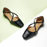 Square Toe Cross Strap Sandals（Alyssa E）