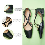 Square Toe Cross Strap Sandals（Alyssa E）