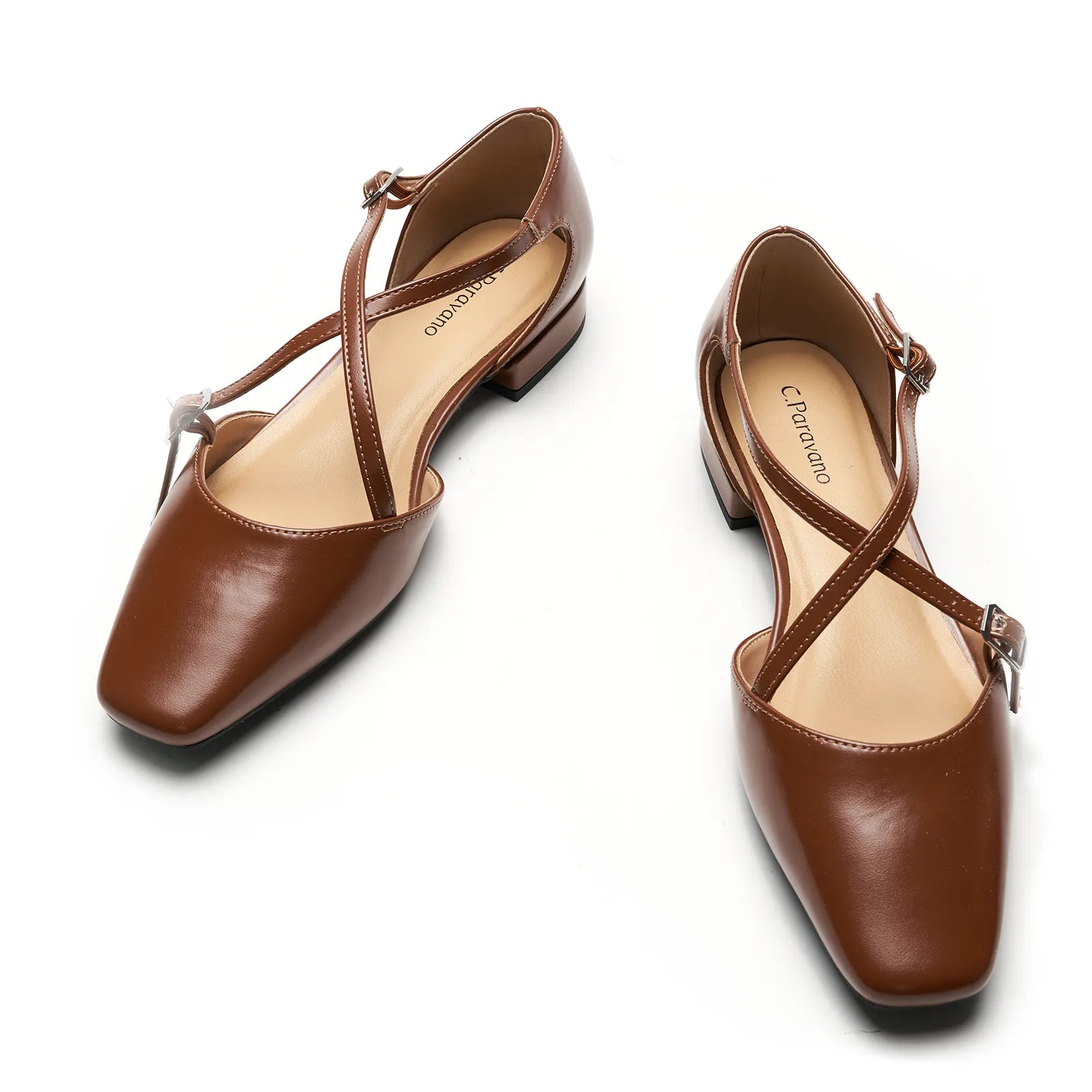 Square Toe Cross Strap Sandals（Alyssa E）