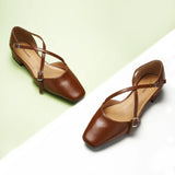 Square Toe Cross Strap Sandals（Alyssa E）