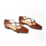 Square Toe Cross Strap Sandals（Alyssa E）