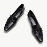 Black Penny Strap Platform Loafers in Soft Leather