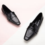 Elegant Soft Leather Penny Strap Loafers in Black