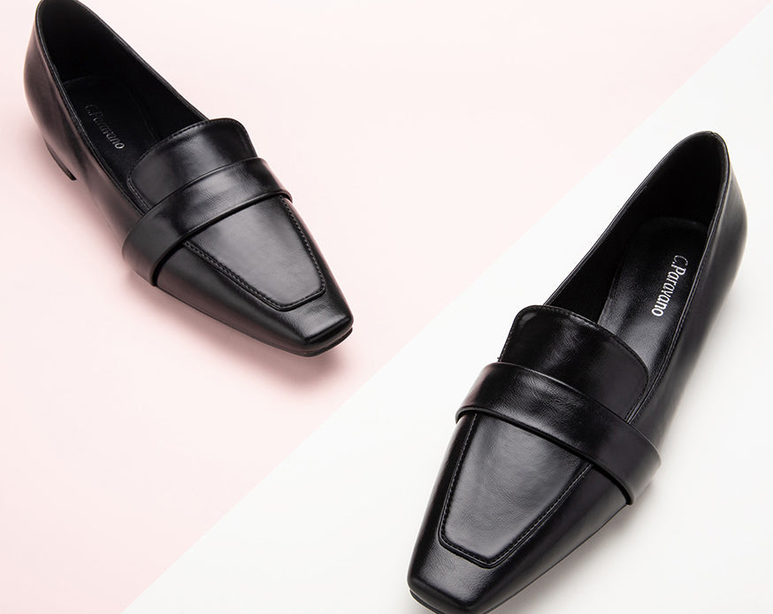 Elegant Soft Leather Penny Strap Loafers in Black