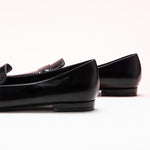 Stylish Black Penny Strap Platform Shoes in Soft Leather