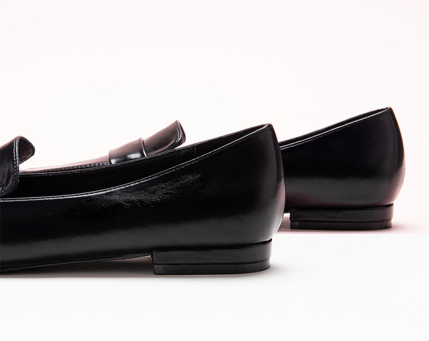 Stylish Black Penny Strap Platform Shoes in Soft Leather