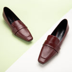  Penny Strap Platform Loafers in Red, adding a touch of modernity to your ensemble in a striking hue