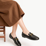 Gold Bit Round Toe Loafers (Loraine)（Market）