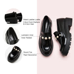 Platform Loafers in Black with distinctive pearl details, a chic and minimalist addition to your footwear collection