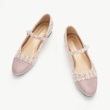 Doppelriemchen-Mary-Jane-Schuhe aus Tweed (Clara) Rosa