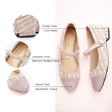 Doppelriemchen-Mary-Jane-Schuhe aus Tweed (Clara) Rosa