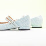 Doppelriemchen-Mary-Jane-Schuhe aus Tweed (Clara) Rosa